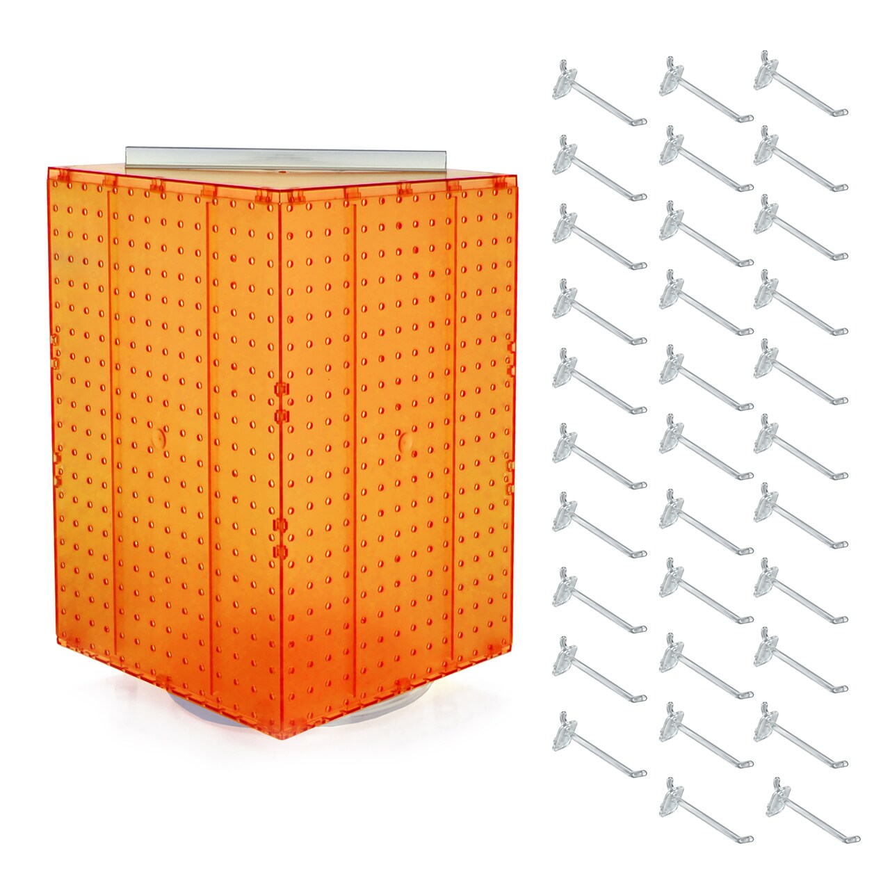 Four-Sided Revolving 14"W x 20"H Pegboard Counter Display w/ 32 4" Hooks